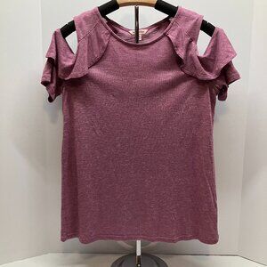 Juicy Couture Womens Pink Mauve Cold Shoulder Short Sleeve Shirt Top‎ Size M